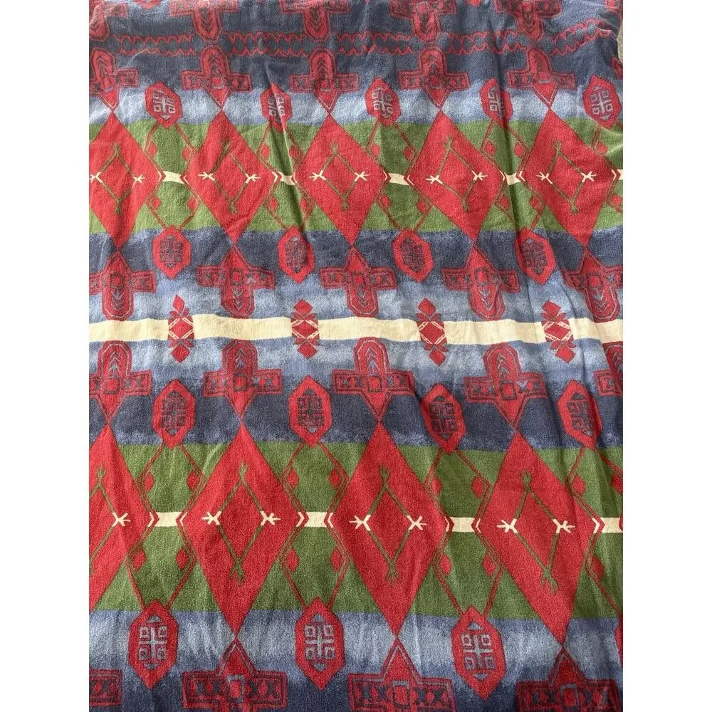 Vtg Ralph Lauren Twin Flat Sheet Southwest Trading Post 100% Cotton Flannel USA